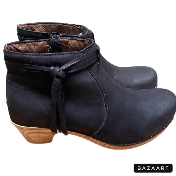 Dansko Markie black nubuck ankle boot clog, sz 38/7.5-8 - Picture 3 of 6
